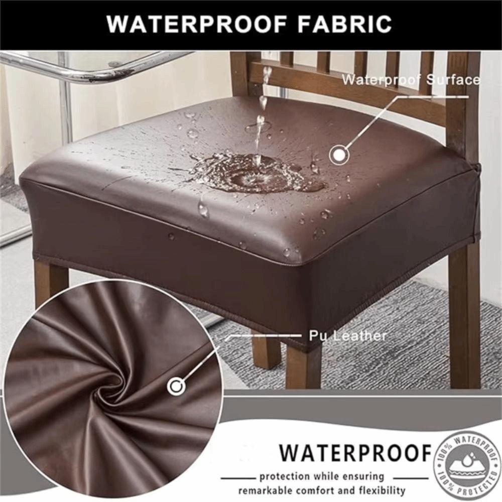 Square Shape PU Leather Chair Cover Oil-resistant Stretch Seat Cushion Cover  Dining Room