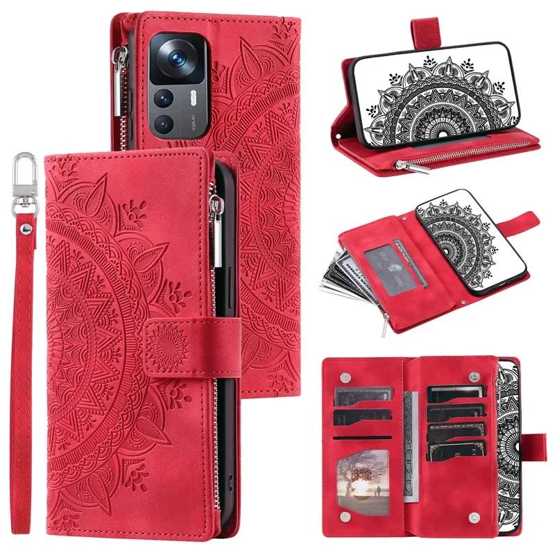 Crossbody Leder Reißverschluss Geldbörse Karten Handy Hülle für XiaoMi 15 14T Pro 14 13 13T 12T 11T 10T POCO X7 X6 X5 M7 F6 Lanyard Klapphülle