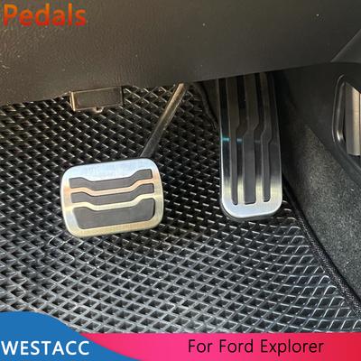 Edelstahl Auto Pedale Gaspedal Bremspedal Schutzabdeckung für Ford Explorer 2011- Teile