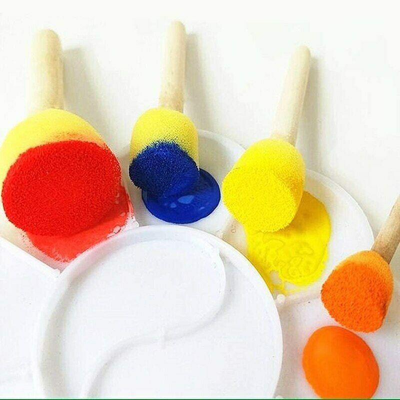 4pcs/set Sponge Paint Brush Wooden Handle Sponge Foam Brushes Art Painting Tool 4pcs/set Sponge Paint Brush Wooden Handle Sponge Foam Brushes Art Painting Tool