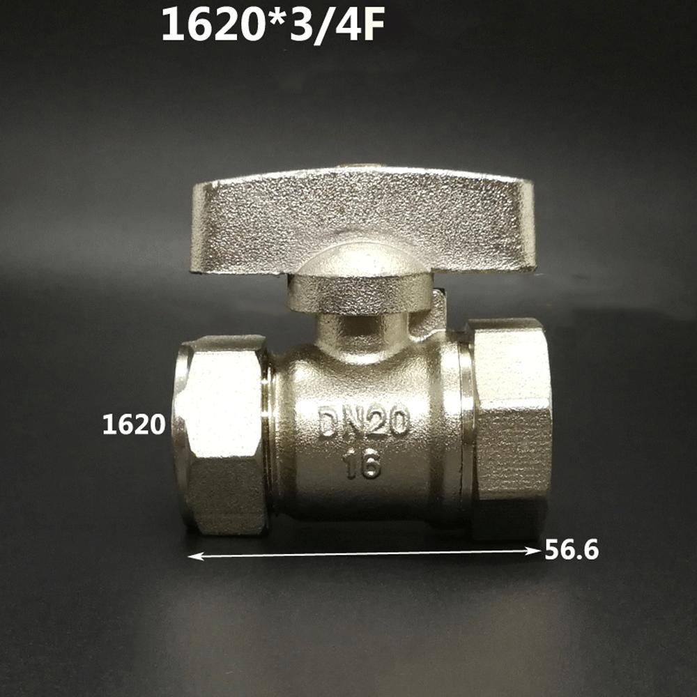 Brass Nickelage DN15 DN20 Male/Female Thread Ball Valve 1216/1418/1620/2025/2632 Pex Pipe Fitting Aluminum Plastic Pipe Fittings