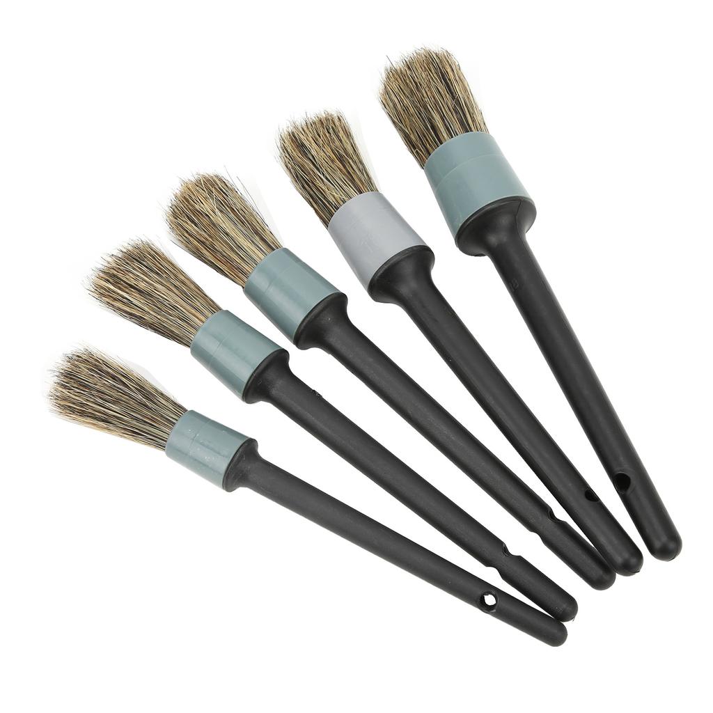 5PCS Car Detailing Brush Kit Dirt Dust Cleaning Tool with Black Handle for Trucks Motorcycles Bicycles