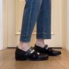 Sheepskin Version~ Versatile Thick-soled Square Head Sports Mary Jane Shoes Women's French Retro Temperament Light Mouth Ballet Style Single Shoes