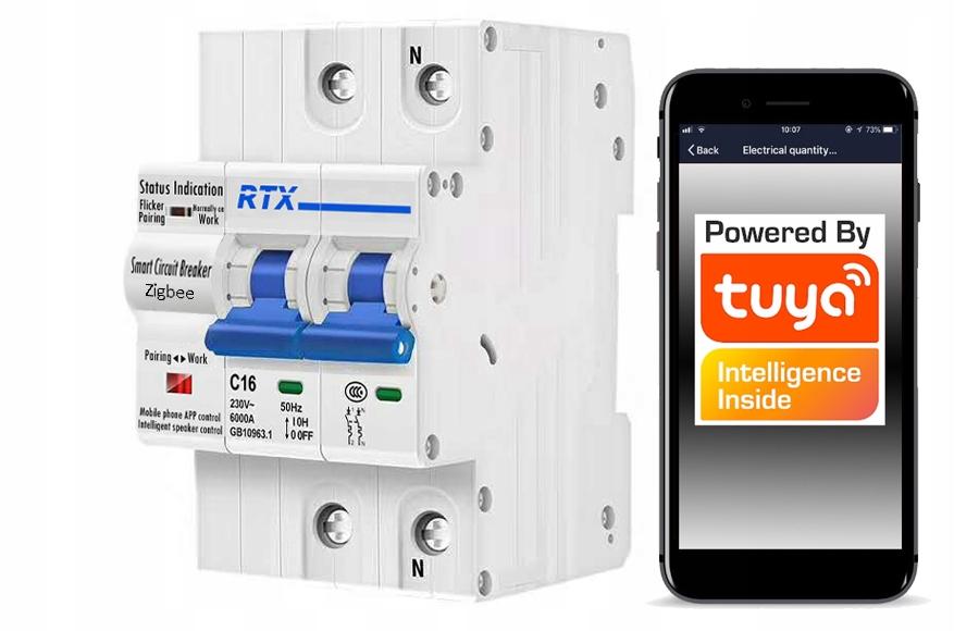 Controlled fuse 2x 16A ZigBee TUYA En measurement