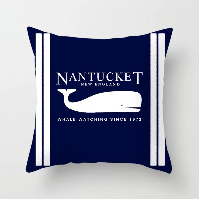 Home Decor Compass Anchor Pillow Cover Blue Mediterranean Cushion Gift Sofa Office Accessory Ornament Short Plush Material