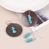 Vintage Bohemian Style Teardrop Shaped Faux Turquoise Bead Pendant Female Earrings For Daily Gift Party
