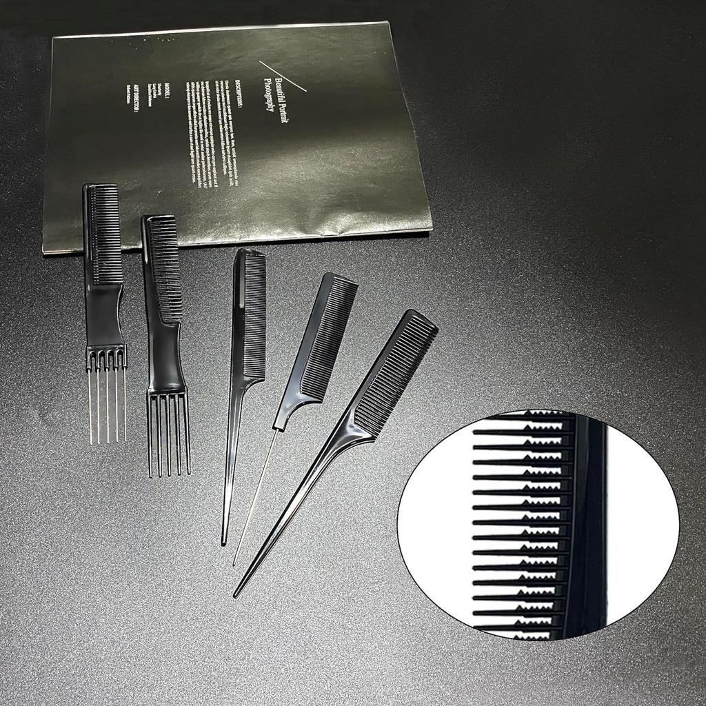 10-pieces hairdressing comb set ,hairdressing comb set, salon anti-static stylist comb and clip set