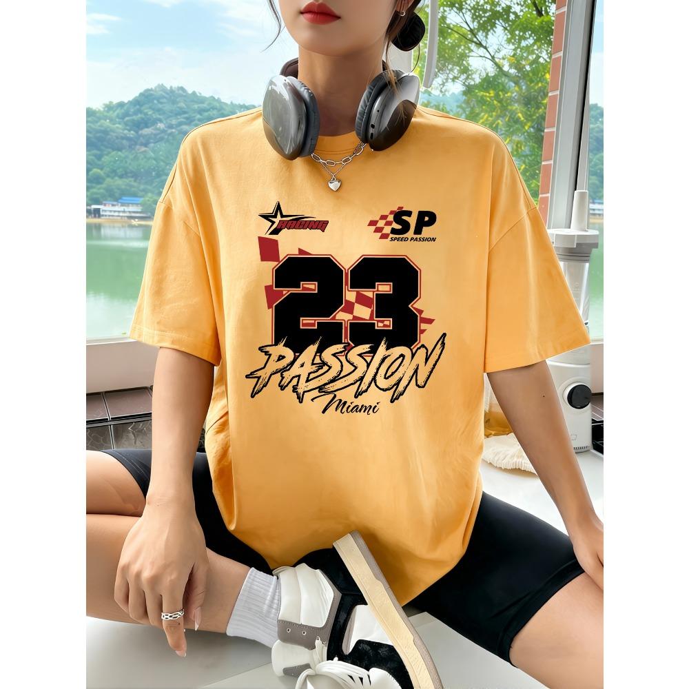 

Printed women s T-shirt casual round neck T-shirt 5XL