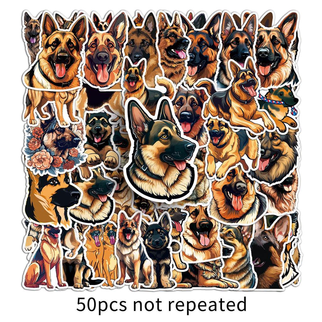 50 German Shepherd Cartoon Stickers: Waterproof, Decorative for Phone Cases, Water Bottles, Journals