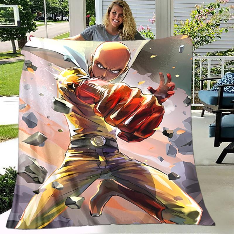 1pc Blanket - One Punch Man Saitama Print Design, Lightweight Blanket for Sofa, Bed- Soft &Warm, Gift for All Seasons