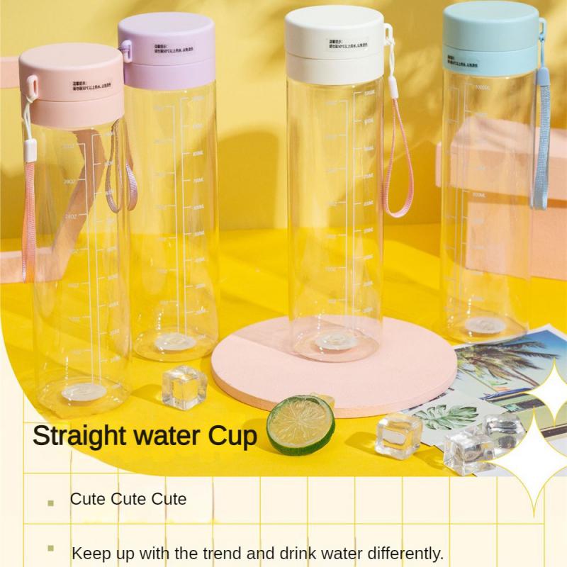 Zeitstempel Präzisionsskala Gewindebecher Mündungssiegel Auslaufsichere Tragbare Wasserflasche Sportbecher PC-Material. Mit Textur zum Mitnehmen