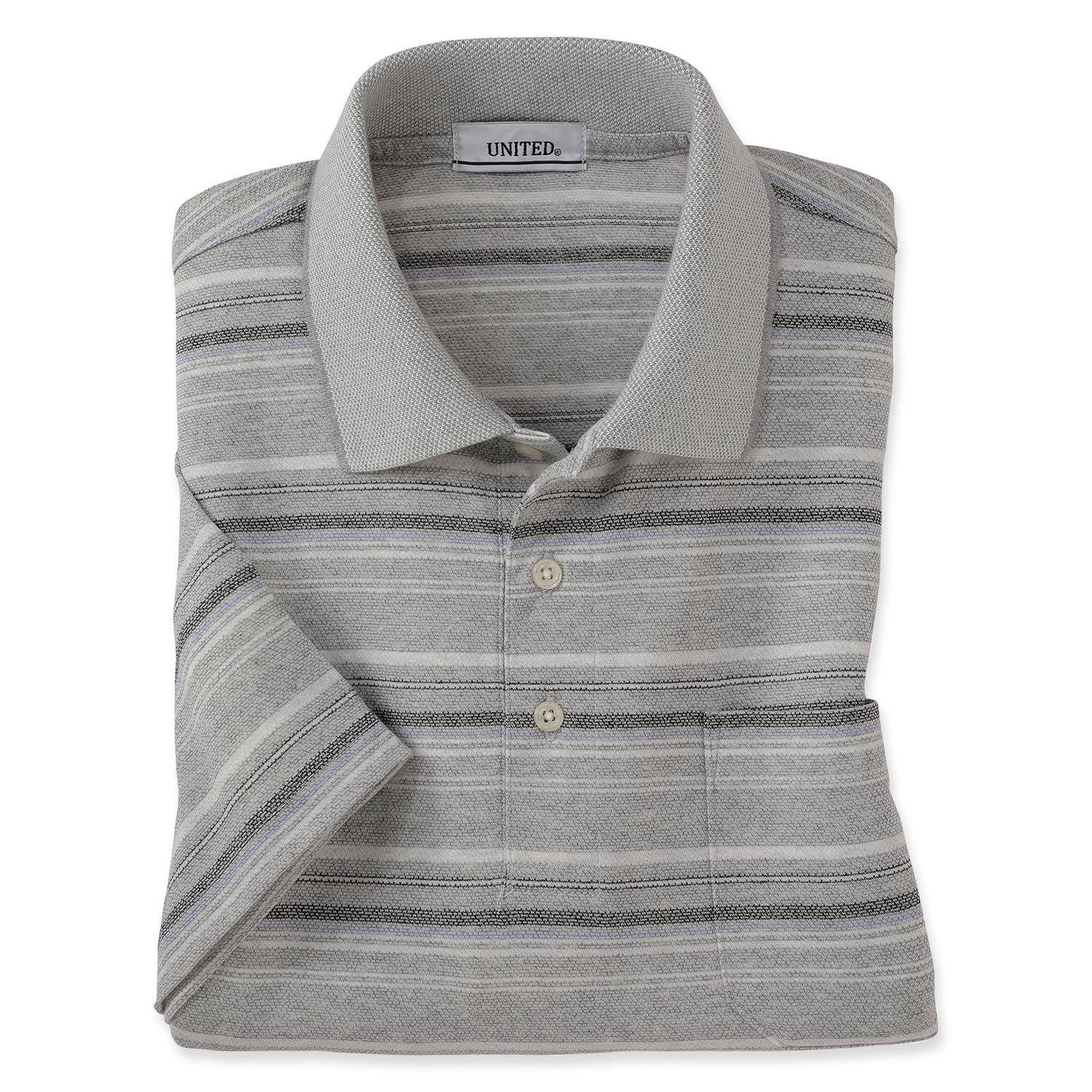 

рубашка-поло с текстурированной сделано для мужчин [UNITED] Короткий рукав, кайма, Япония, (Л, серый) серый