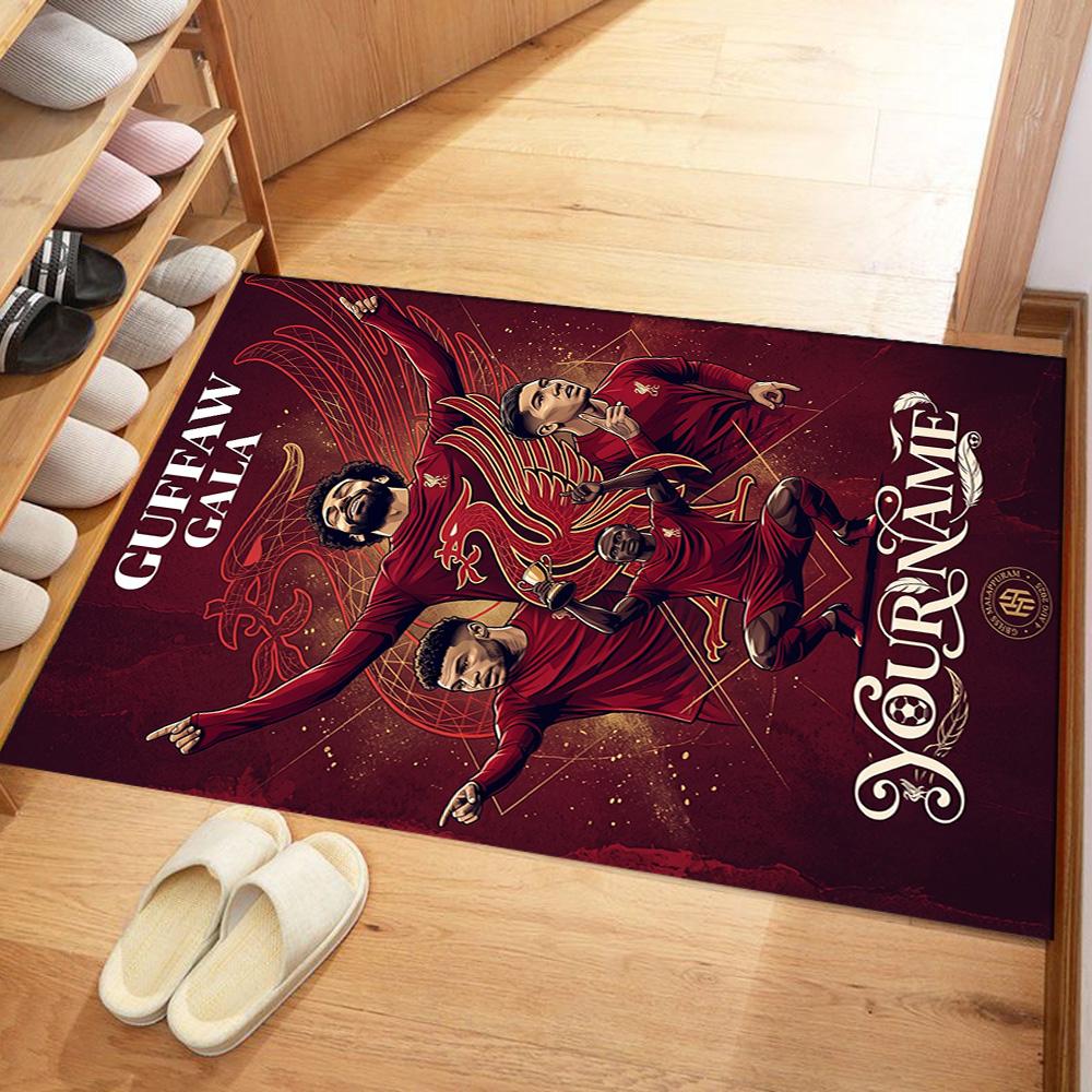 Liverpool Fc Personalized Name Floor Rug Office Rug Design For Game Room Hallway Bedrooms Living Rooms Antislip Carpet Anime Office Decor