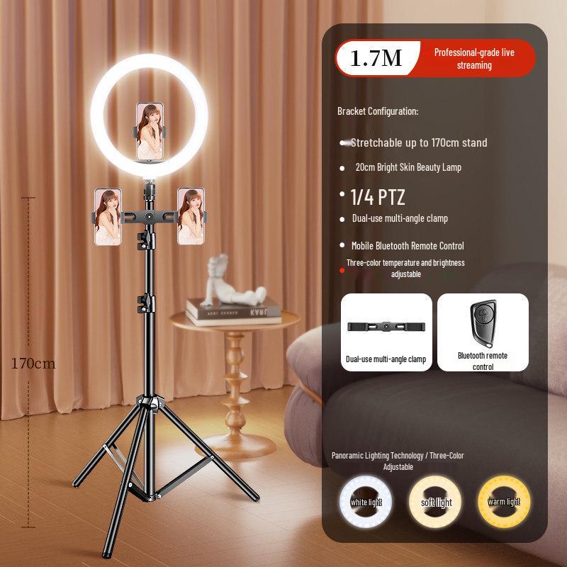 Professional Desktop Ring Light Stand for Streamers - Large Aperture Beauty & Selfie Light
