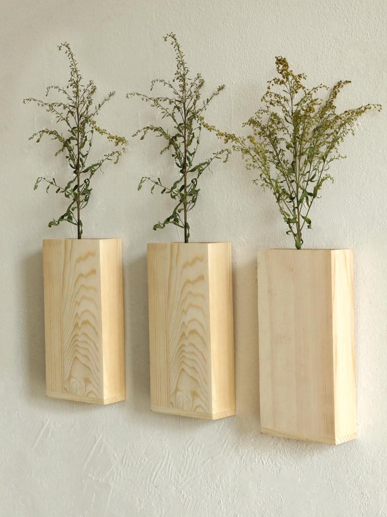 Rustikale Hölzerne Wandvasen Minimalistische Dekorative Wandbehang-Blumenhalter für Sukkulenten im Innenbereich oder künstliche Blumen