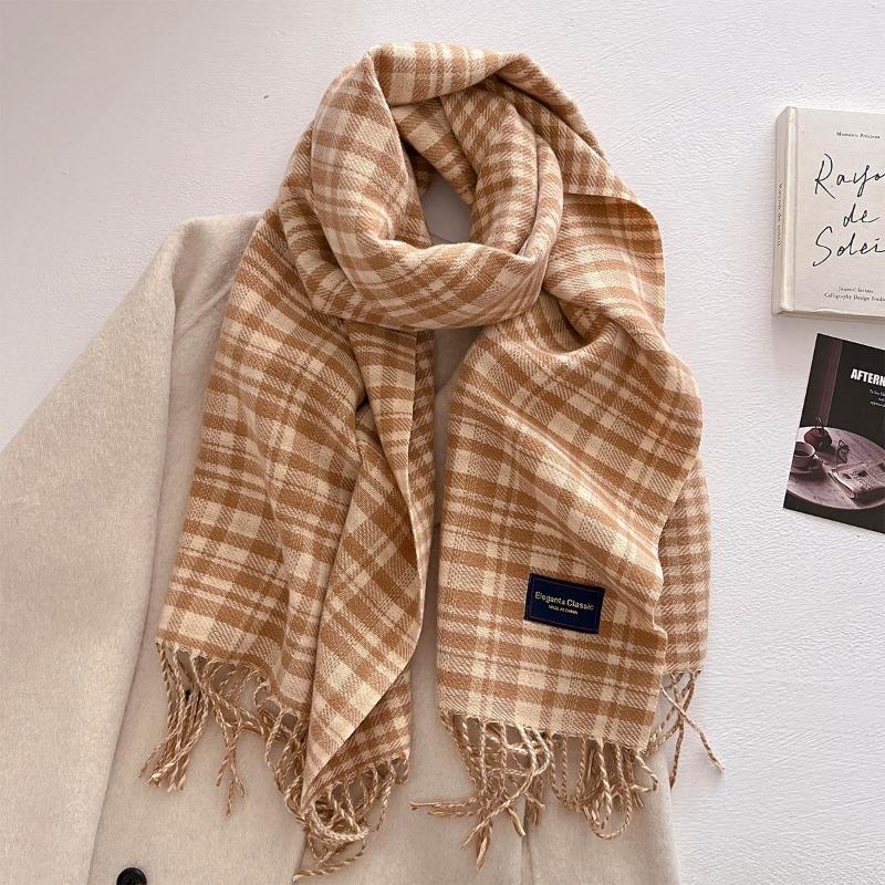 Autumn and winter new versatile scarf women's thickened woven thick beard fringed warm scarf imitation cashmere shawl