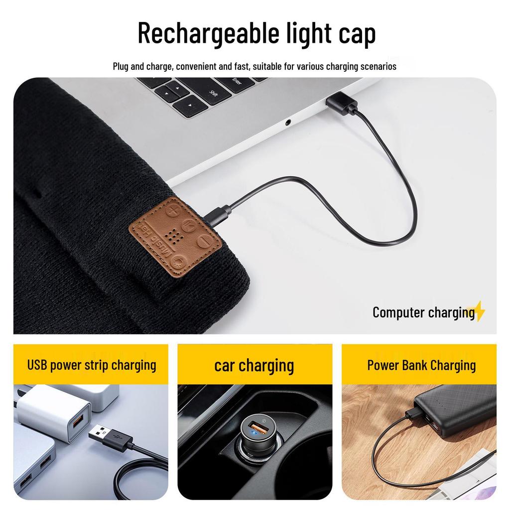 Svítící LED Bluetooth hudební klobouk s bezdrátovými sluchátky