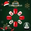 Christmas Artificial Nails Snowflake False Nails Full Cover Stick on Nails Short Square Press On Nails for Women Girls