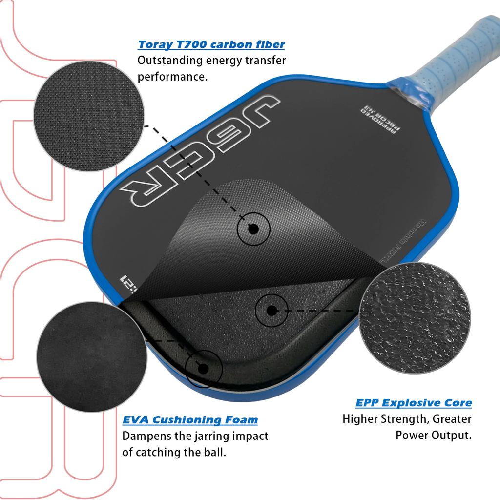 Honolulu J6CR Pickleball Paddle | Dynamic PowerFlex Technology | Foam Core CFC Carbon Fiber Professional Power Pickleball Racket