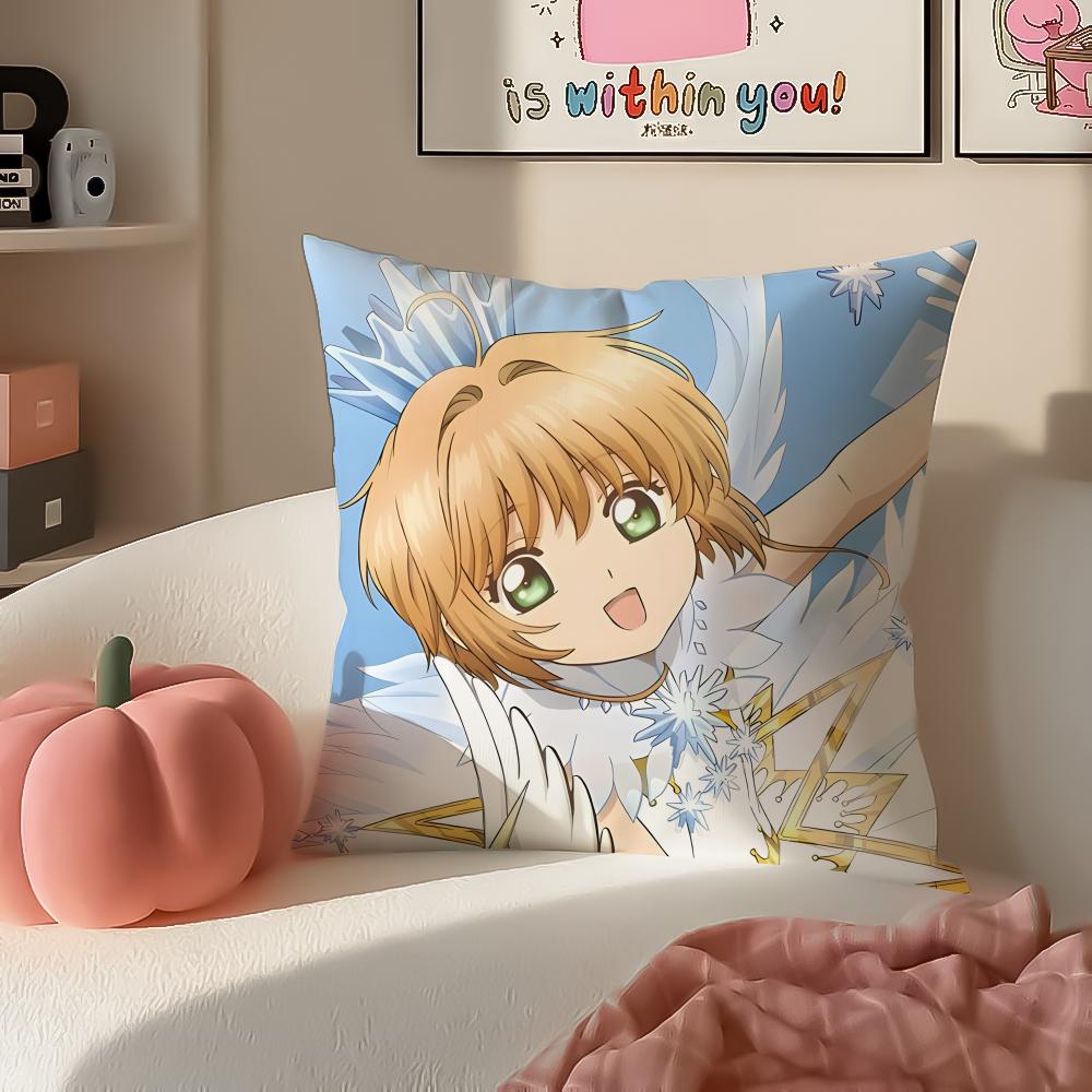 Magical Cute Japanese Anime CCardcaptor Sakura Cushion Cover Pillowcase Short Plush Invisible zipper Room Sofa Cushion Cover