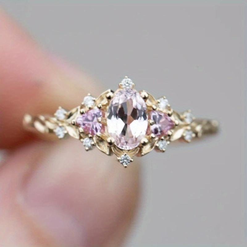 

1 шт. Стильное, простое и свежее кольцо с инкрустацией синтетическим цирконом, модное персонализированное кольцо 10 золотой