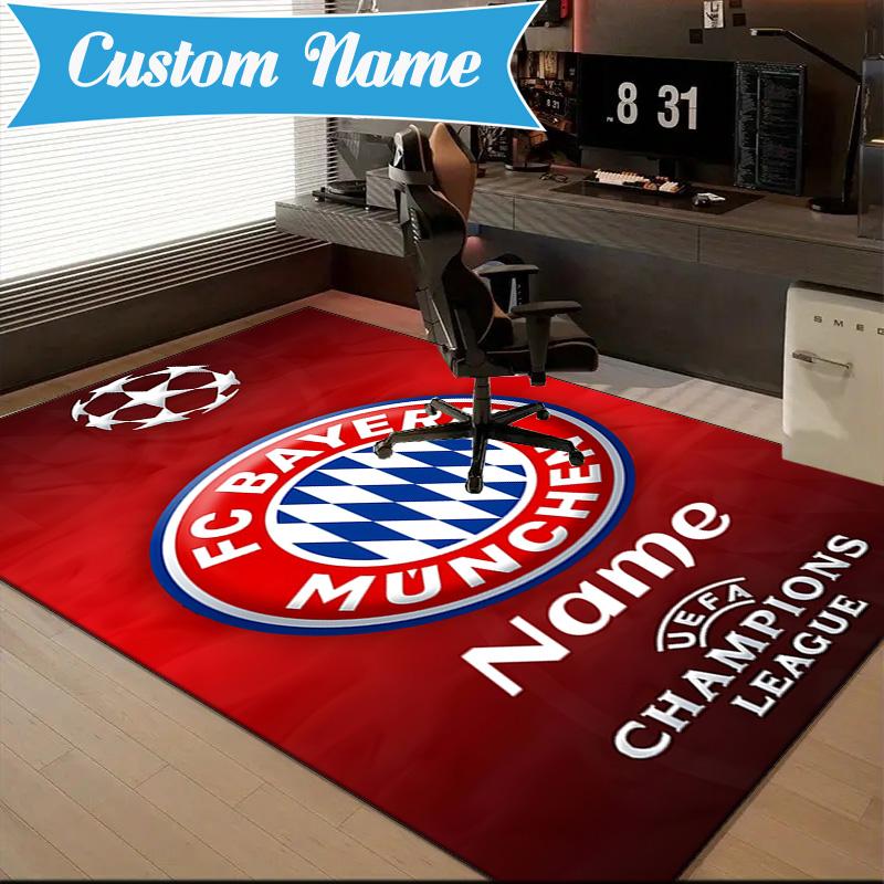 Custom Name Bayern Crest Rug Game Carpet, Floor Mat for Bedroom Living Room Entryway Rug, Home Decor Idea Gift for Christmas birthday