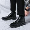 Bottes Hautes pour Homme Bottes en Cuir Véritable Haute Qualité à Lacets Fermeture Éclair Cheville Mode Cuir Verni Bottes d'Affaires pour Homme Botas