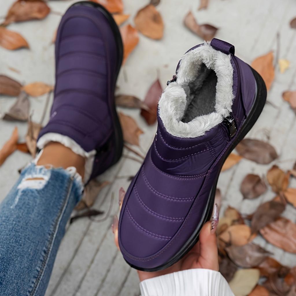 Ladies' Snow Boots, Stylish and Versatile Plush Lining, Lightweight Round Toe Design, Durable and Comfortable, Warm Ankle Boots and Snow Boots