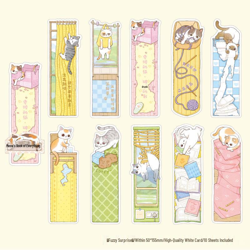 Glitter Cat Bookmark - Cute, Writable, Creative Gift for Students