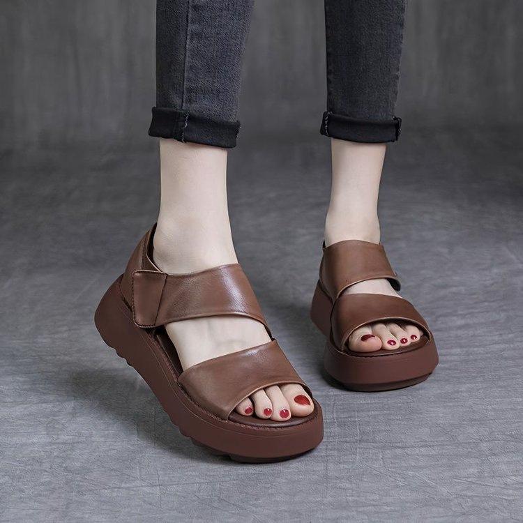 Summer platform heightening sandals new open-toed casual muffin shoes retro sen roman sandals