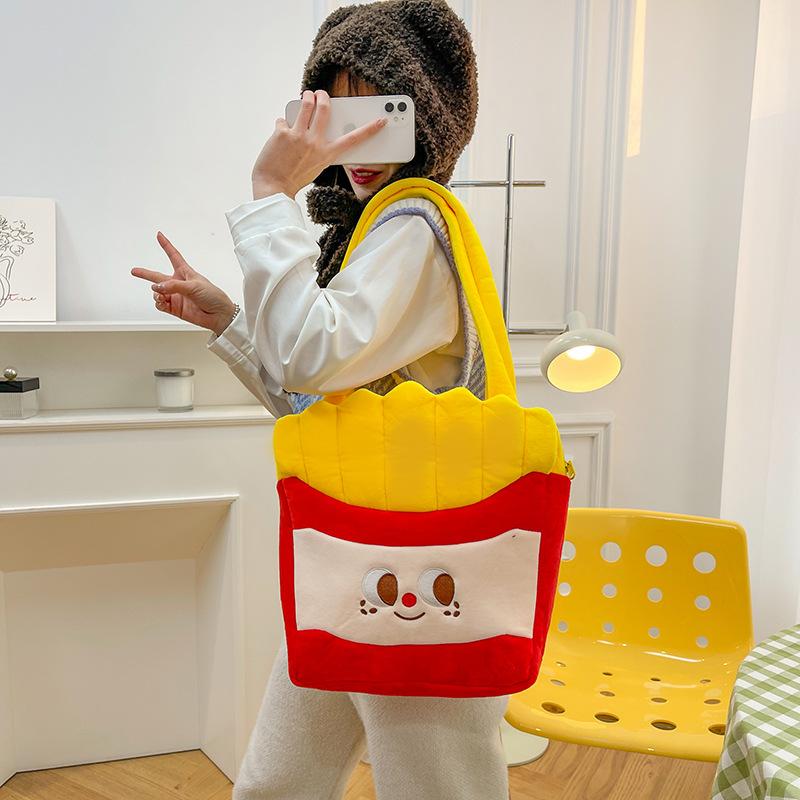 Cartoon Anime Cute Plush Bag Female Autumn And Winter Shoulder Crossbody High Sense Personality Ins Handbag Big
