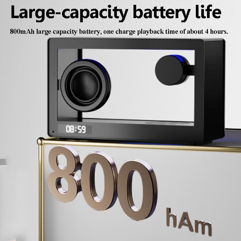 Portable Alarm Clock Bluetooth Speaker Vintage Hifi Soundbar Wireless Colorful Atmosphere Light with Mic Support TF Card Play