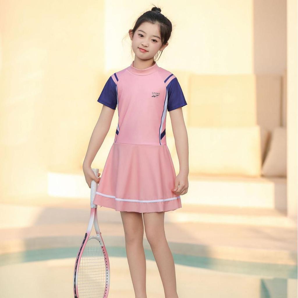 Girls' Sporty One-Piece Swimsuit for Pool and Hot Springs