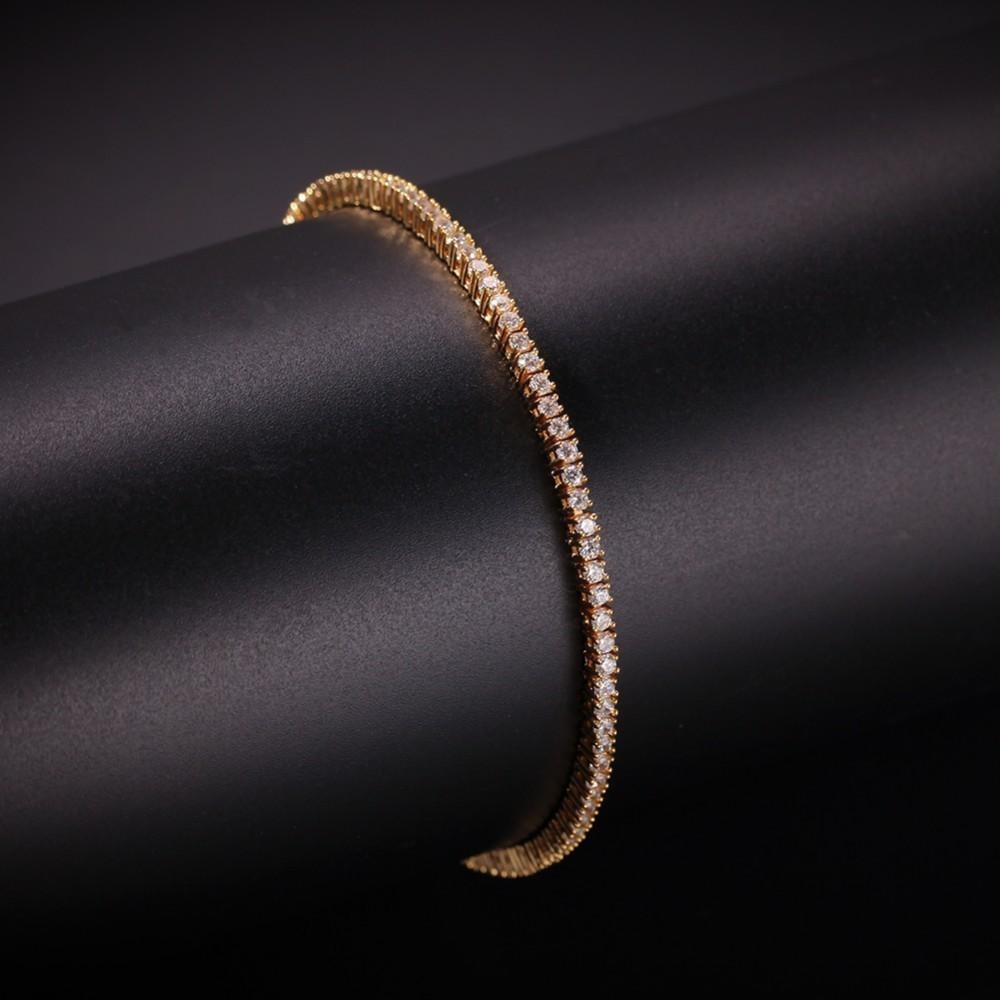 THE BLING KING 2mm Tennis Link Bracelet Iced Out Bling Bling Cubic Zirconia Men Women Bracelets Fashion Hiphop Jewelry 7inch золотой