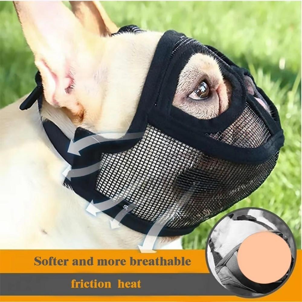 Adjustable Pet Dog Mask Breathable Soft Mesh Bulldog Mask Nti-barking Short Mouth Dog French Bulldog Muzzle Pet Supplies