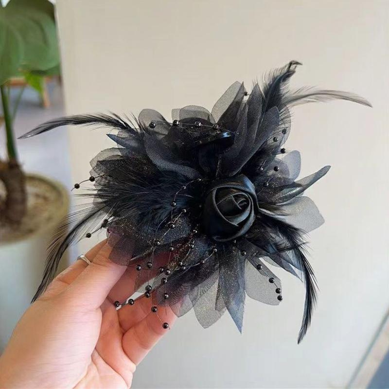 Flower Feather Girls Puffy Hair Claw Rope For Women Simple Temperament Scrunchies Ladies Hair Accessories