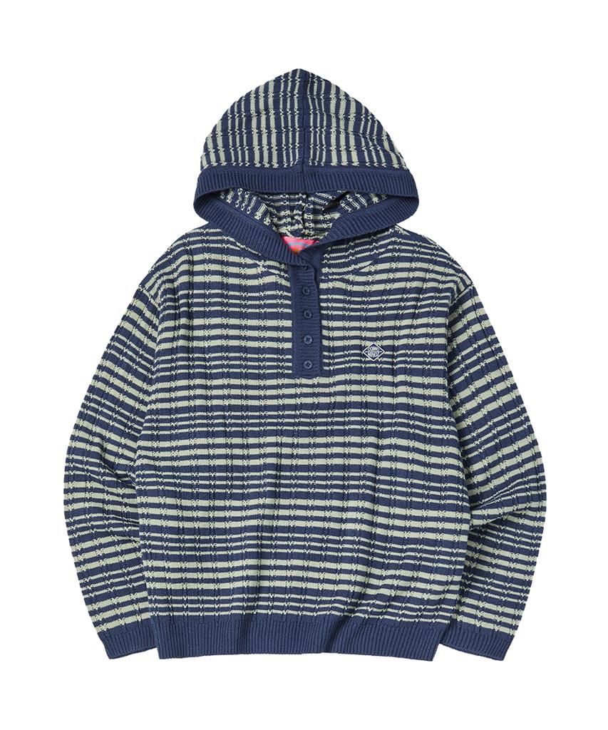 COMONINOZ Button Hood Knit [Blue]