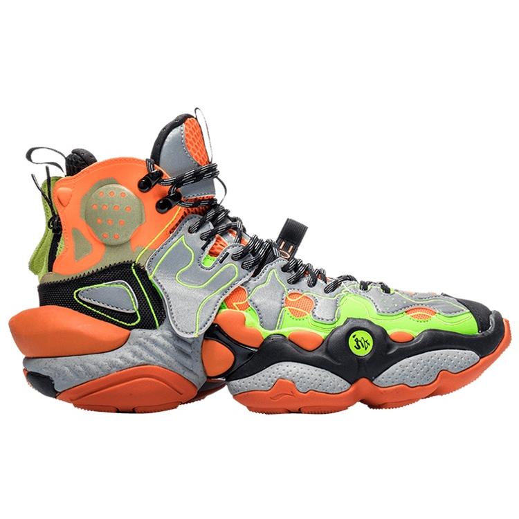 New LiNing New York Fashion Apparel ACE Runway Style High Top Vintage Basketball Shoes Men's Orange Black AGBP091-12