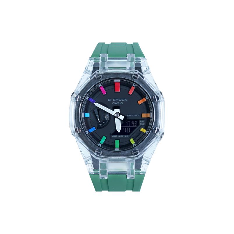CASIO Men Liquid Crystal/Analog Dual Display Series 48.5mm Black Watch GA-2100-1A-