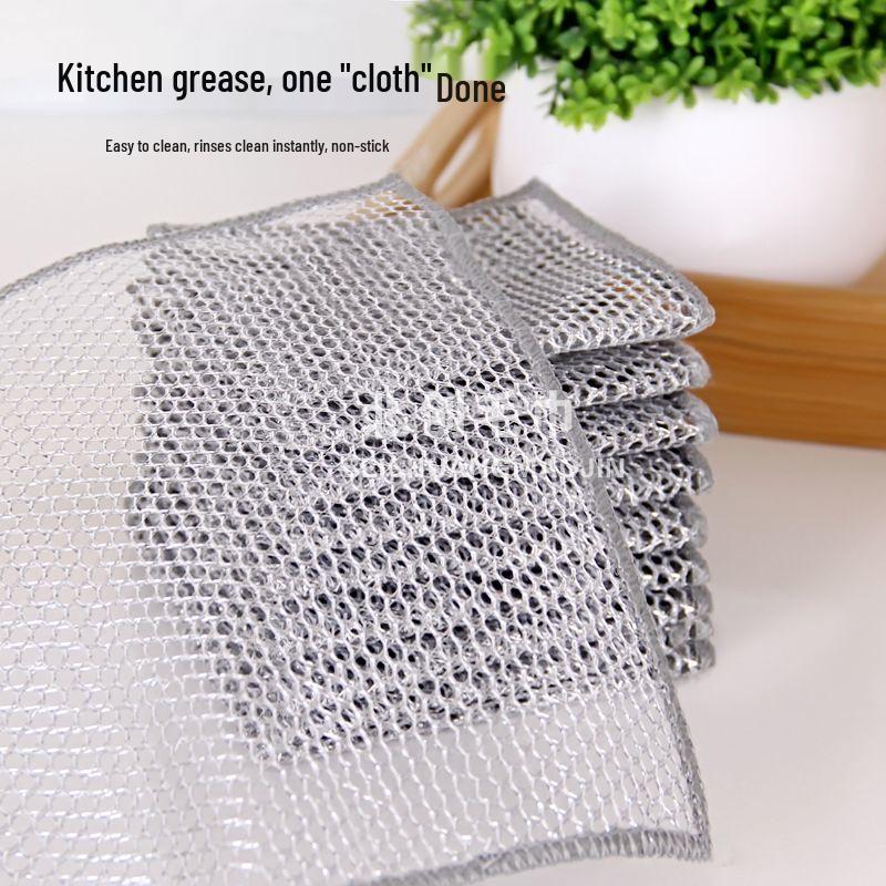 Non-Stick Steel Wool Dishwashing Cloth - Double-Sided Metal Wire Cleaning Rag.