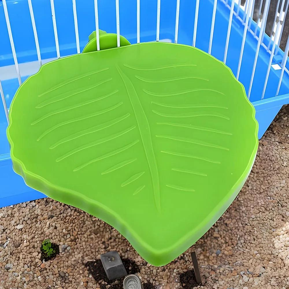 Parrot Stand Toy Bird Leaf Shape Stand Tray Cage Perch Leaf Shaped Interactive Play Gym Toy Tray Bird Cage Accessories