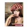 Women S Plaid Beret Hat Large Head Size College Style Japanese Vintage Autumn