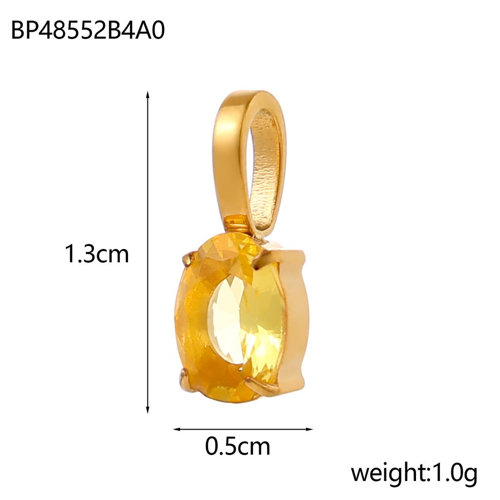CARLIDANA Good Quality Long Lasting Color Retention Stainless Steel Gold-Plated Colorful Inlaid Transparent Zircon Pendant Charm