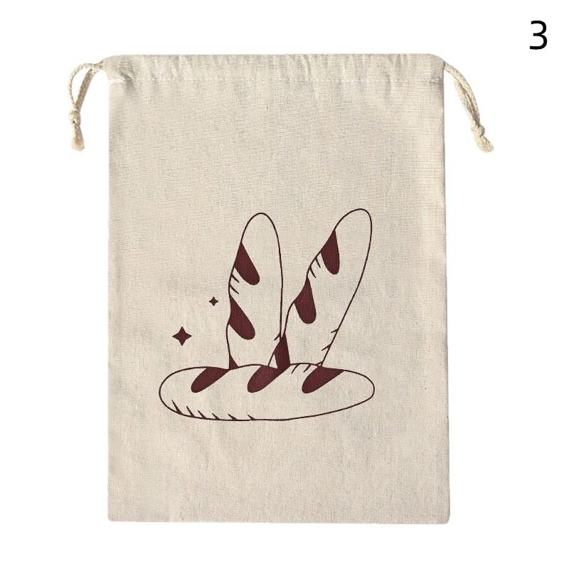Linen Bread Bag Reusable Baguette Cotton Drawstring Storage Bag Loaf Homemade Bread Fresh Eco Friendly Keeping For Baguette