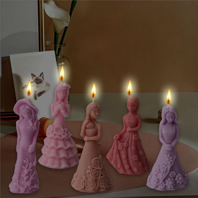 Flexible Silicone Mold Handmade Scented Candle Mould Flower Dress Girl Aromatherapys Jewelry Mold Home Decorations