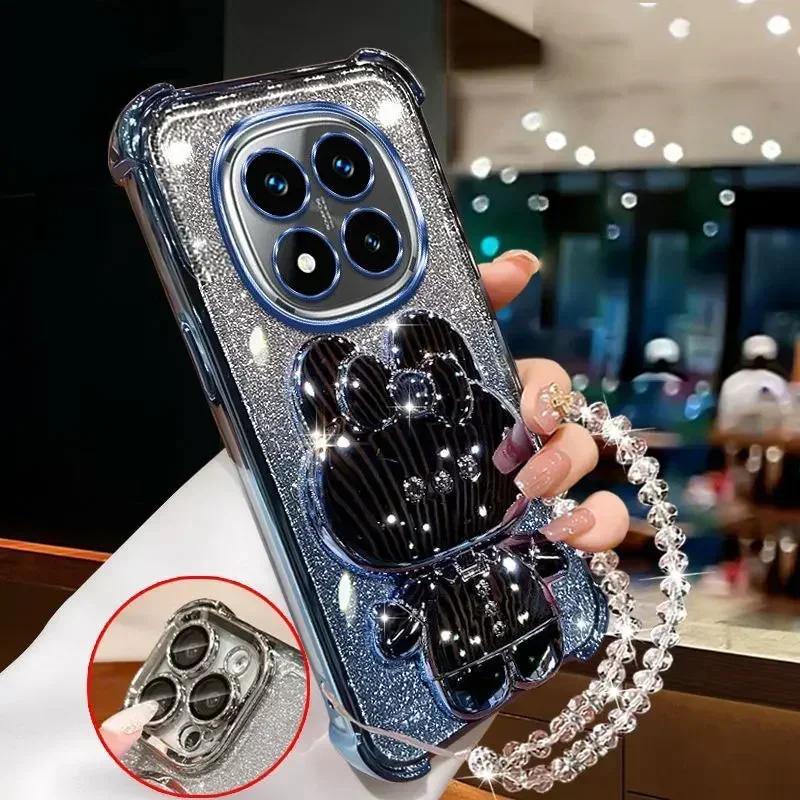 Fashion Bracelets Four Corner Anti Fall Shell for Redmi Note 14 S 13 Pro Plus + 13C 14C A5 A3 Makeup Mirror Holder Phone Case