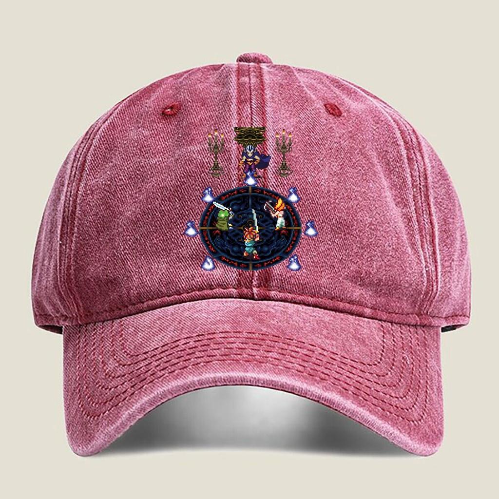 Retro Game Character Battle Fashion Washed Baseball Cap Hat Outdoor Activities