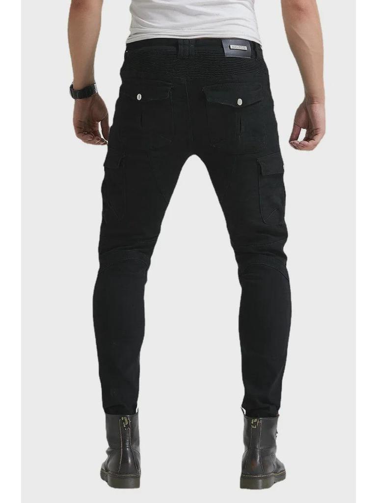 Slim Fit Black Racing Pants - Four Seasons Motorcycle Cycling Jeans Anti-Fall Off-Road Gear