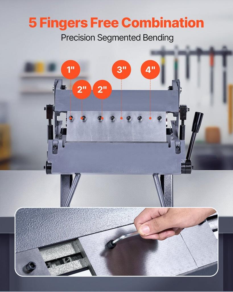 Box and Pan Brake, 305 mm/12 inch Sheet Metal Bending Brake, 20-Gauge Mild Steel Capacity, 0-135 Degree Adjustable, Metal Bender Machine with 5