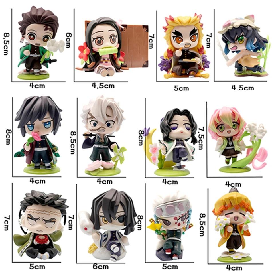 Demon Slayer Figure Set 12pcs Q Version Anime PVC Collectible Model Toy Desktop Decoration Gift for Fans